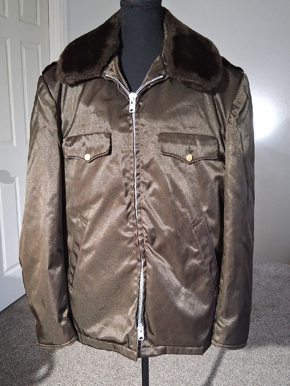 Men's Detachable Insulated Bomber Jacket with Faux Fur Collar